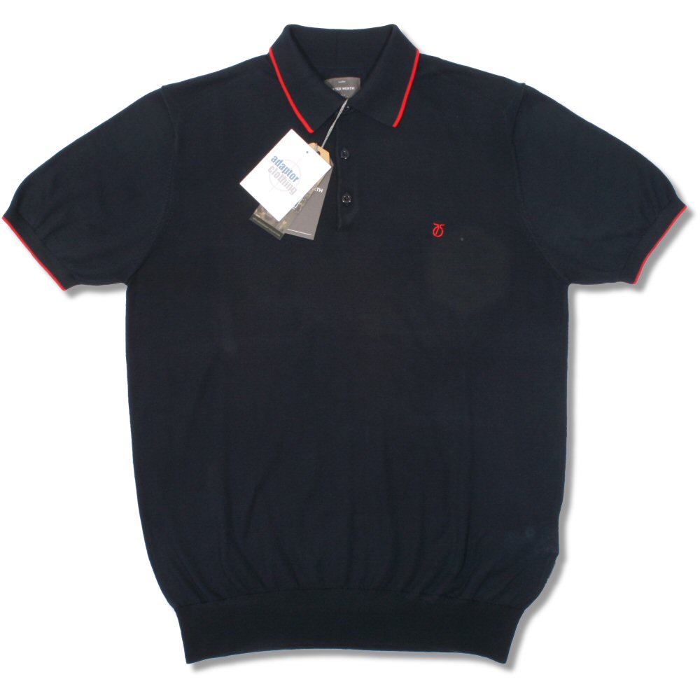 Peter Werth Mod Retro 60's Fine Gauge Knit 3 Button Tipped Polo Shirt | Adaptor Clothing